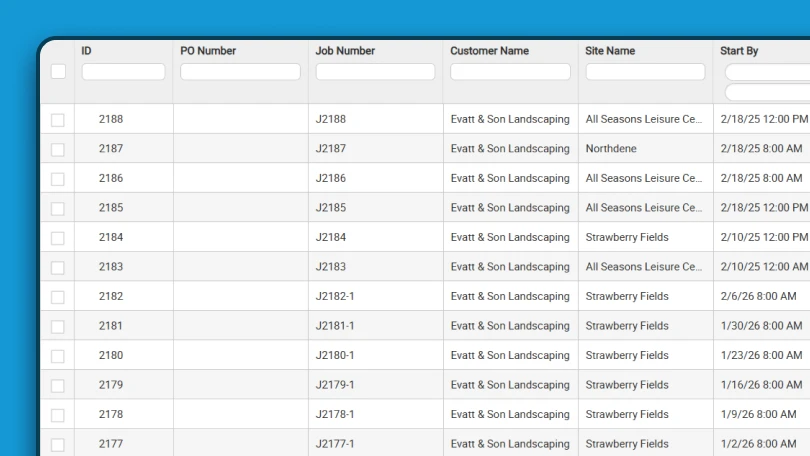 Jobs stored within Husky Intelligence business software