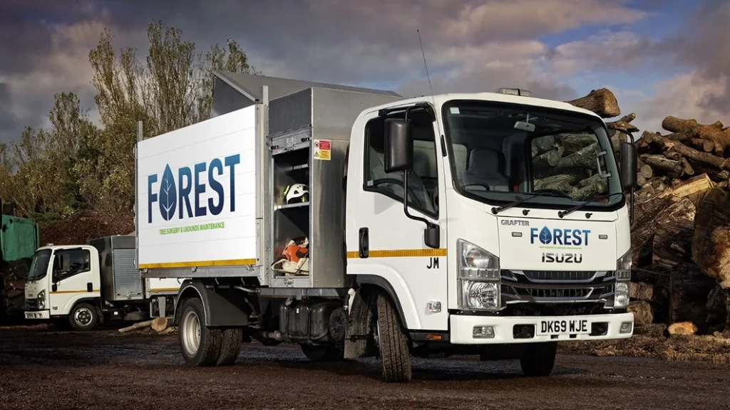 Forest Tree Surgery and Grounds Maintenance vehicles, a customer who uses Husky Intelligence sofware